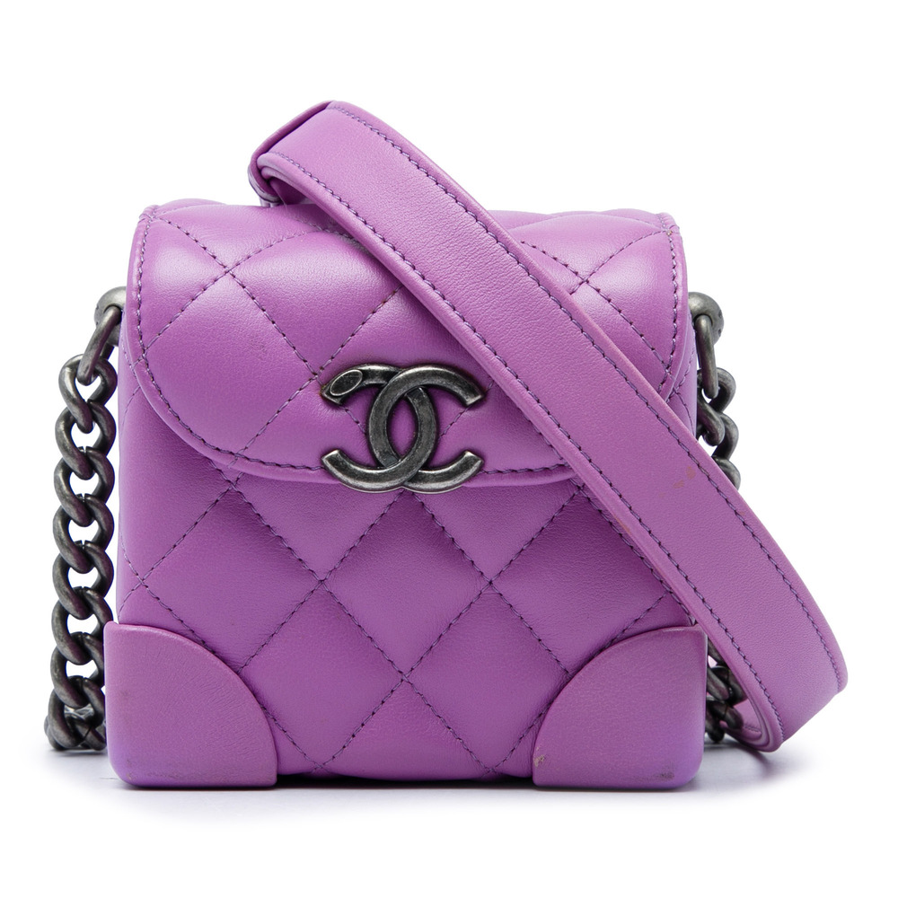 Pre-Loved Chanel Mini CC Quilted Lambskin Trunk Like Box Crossbody